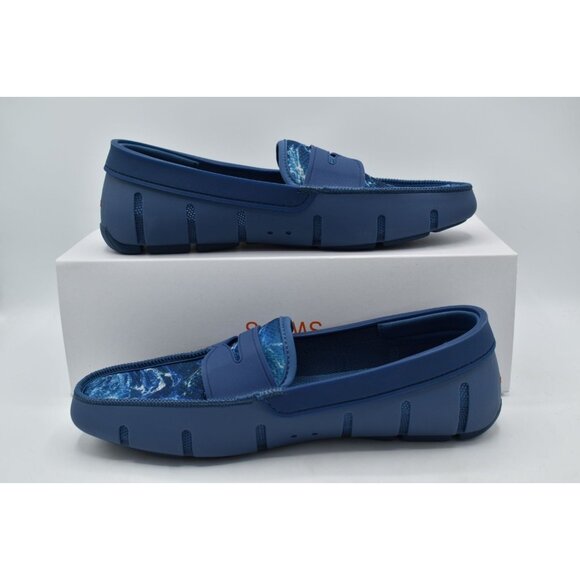 SWIMS Mens Size 9 Ensign Blue Printed Penny Loafers Shoes main image 4